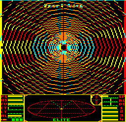 The hyperspace tunnel in the BBC Micro cassette version of Elite