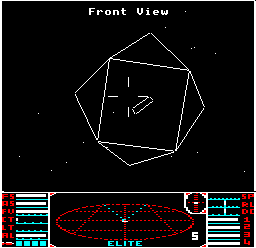 Flying into the station slot in BBC Micro Elite