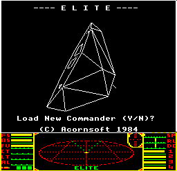 The title screen in the BBC Micro version of Elite