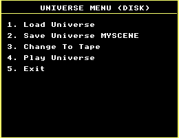 The Elite Universe Editor menu