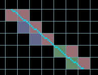 A second example line with tile grid and highlighted tiles in NES Elite