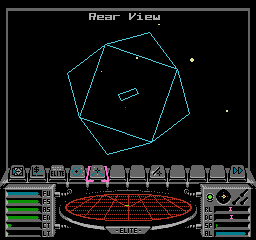 The space view showing a space station in NES Elite