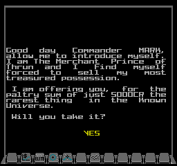 The Trumbles mission briefing view in NES Elite