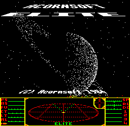 The loading screen from the BBC Micro cassette version of Elite