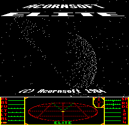 The loading screen from the BBC Micro disc version of Elite